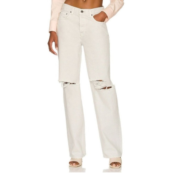 GRLFRND Bella Low Rise Boyfriend Jeans in White, Mojave Size 27 Retail $225 - Picture 2 of 11